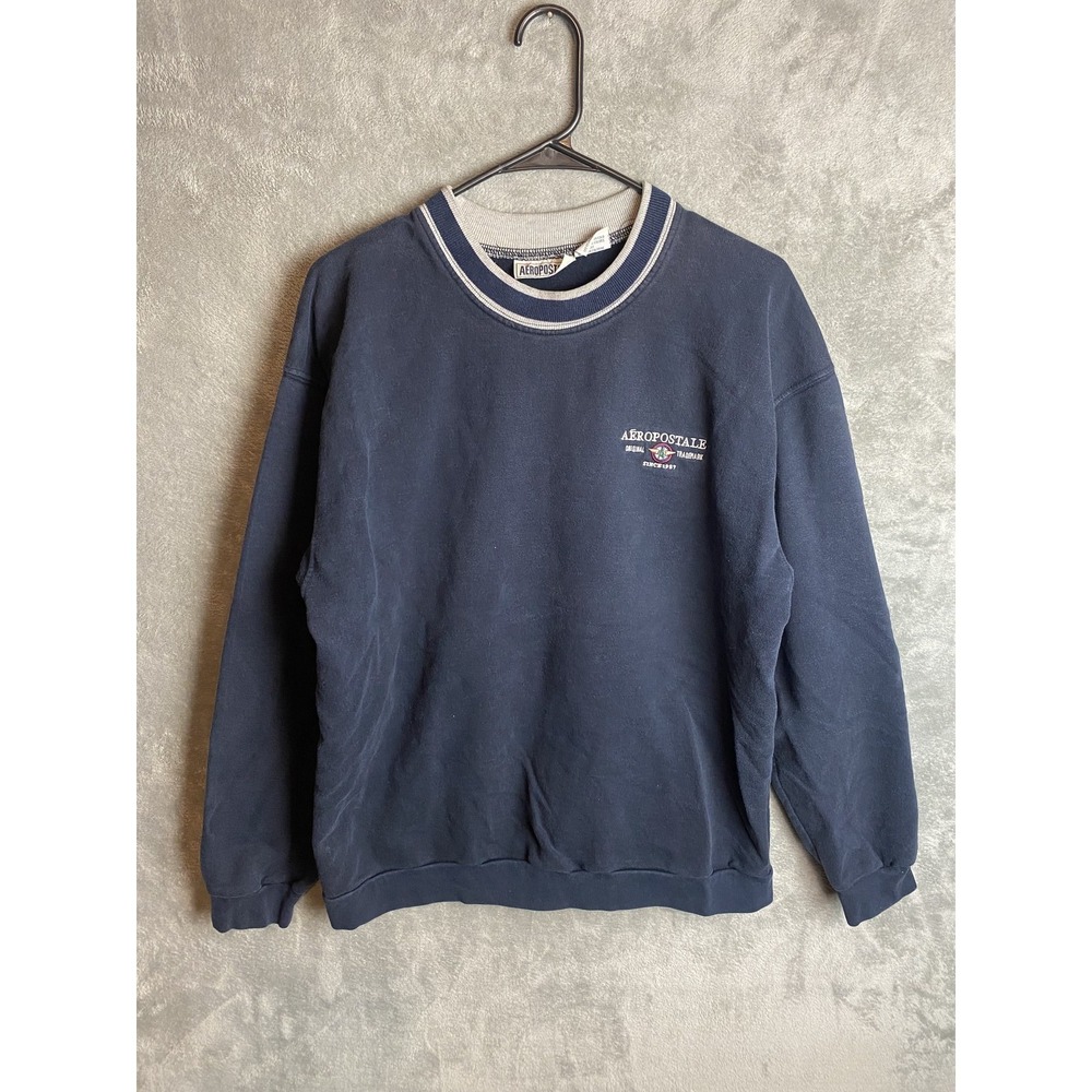 Aeropostale Mens M Sweatshirt Navy Blue Crewneck Cotton Blend